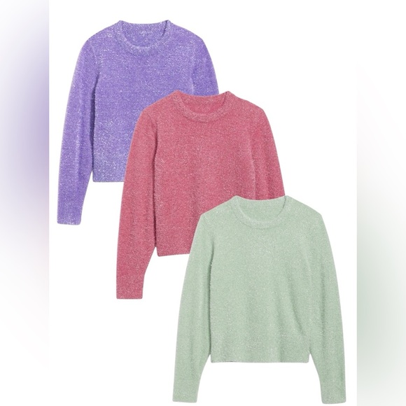 Old Navy NWT Eyelash Shiny Sparkly Pull Over Sweater Size 2X Green,Purple,Pink - Picture 5 of 15
